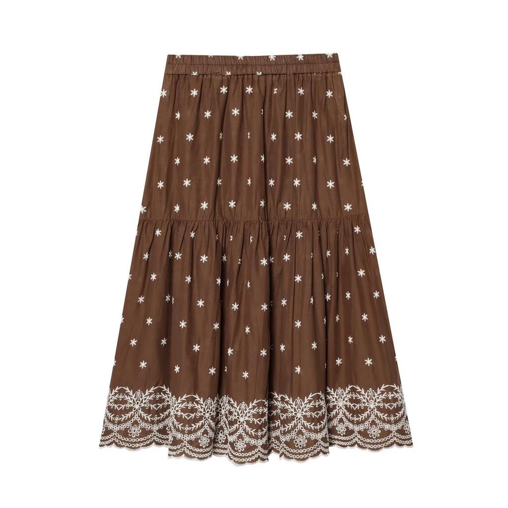 suit Women's 2 pieces hollowed out embroidered top+Skirts
