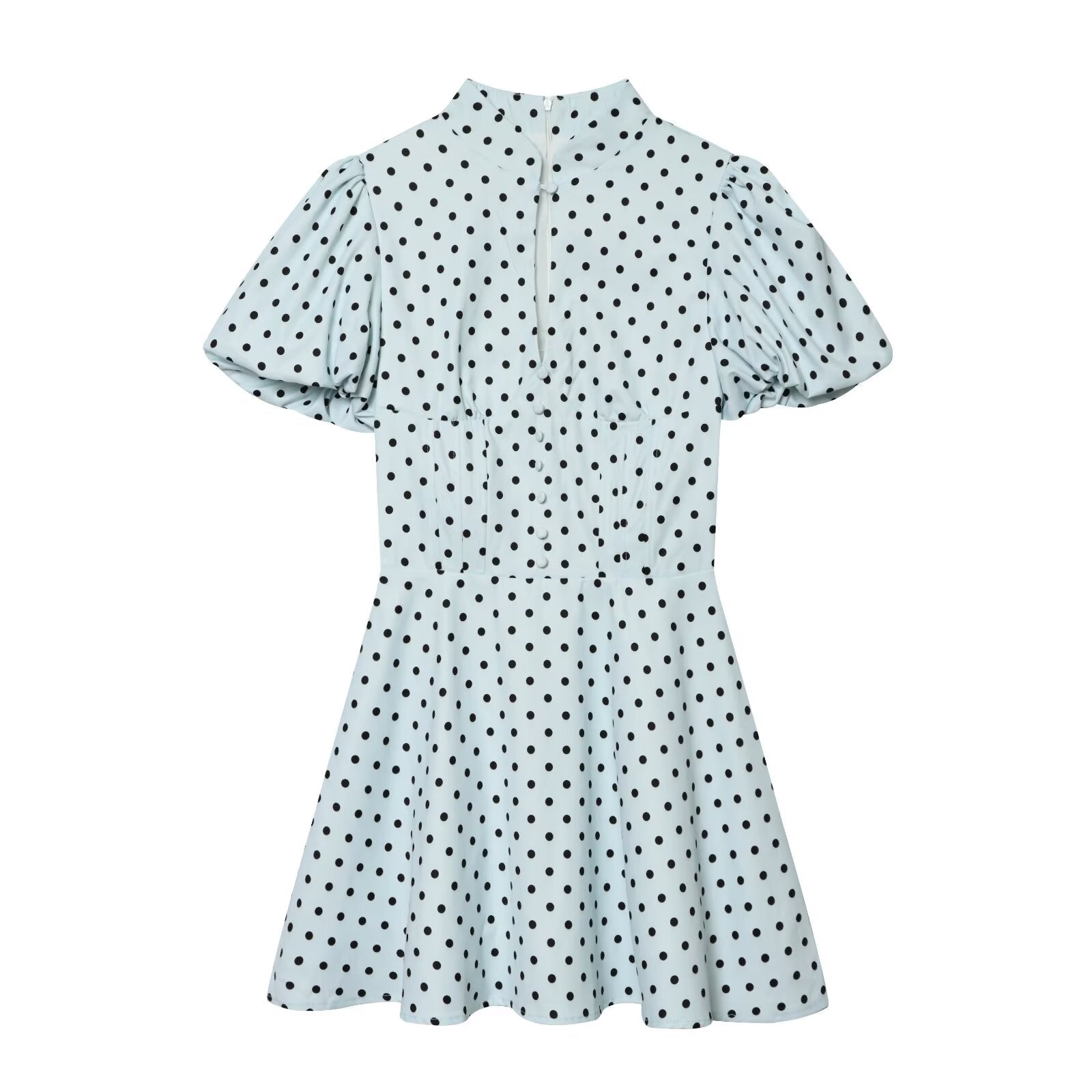 Women's bubble sleeve polka dot dress