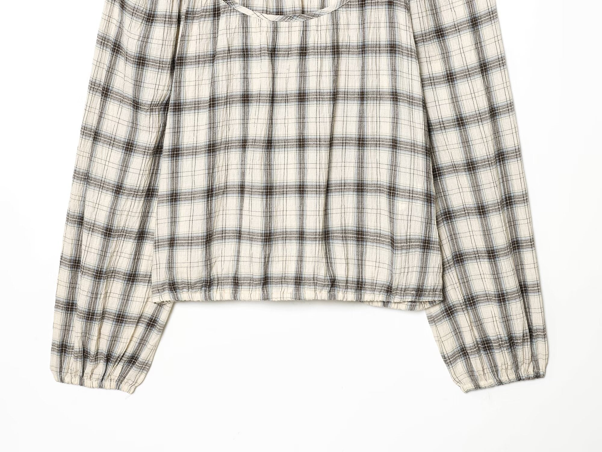 suit Women's 2 pieces short O Neck checkered shirt+Skirts