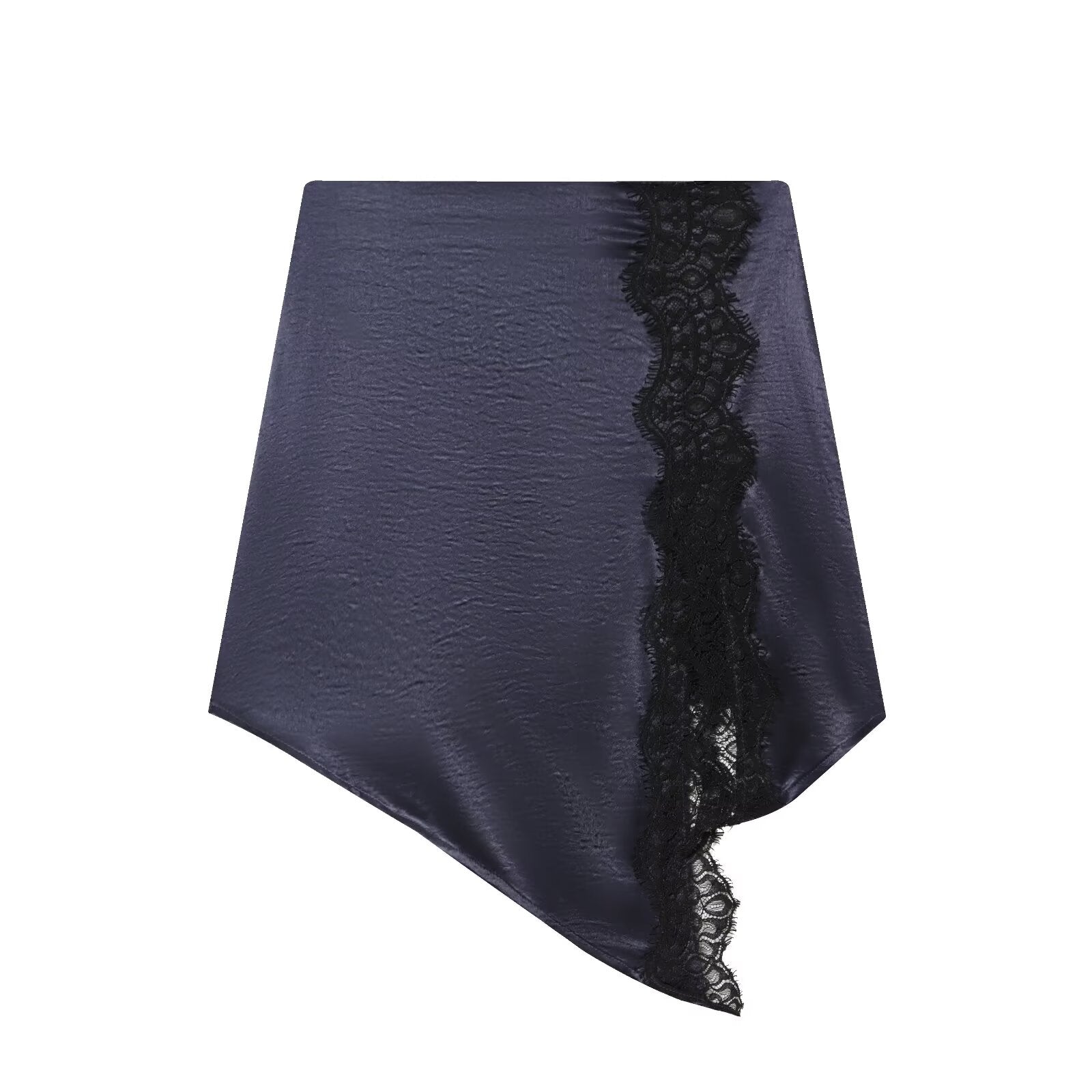 Women's satin textured patchwork lace mini skirt
