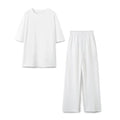 suit Women's 2 pieces washed double-sided fabric T-shirt+pants
