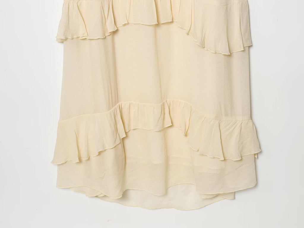 Women's layered decorative V-neck MIDI dress
