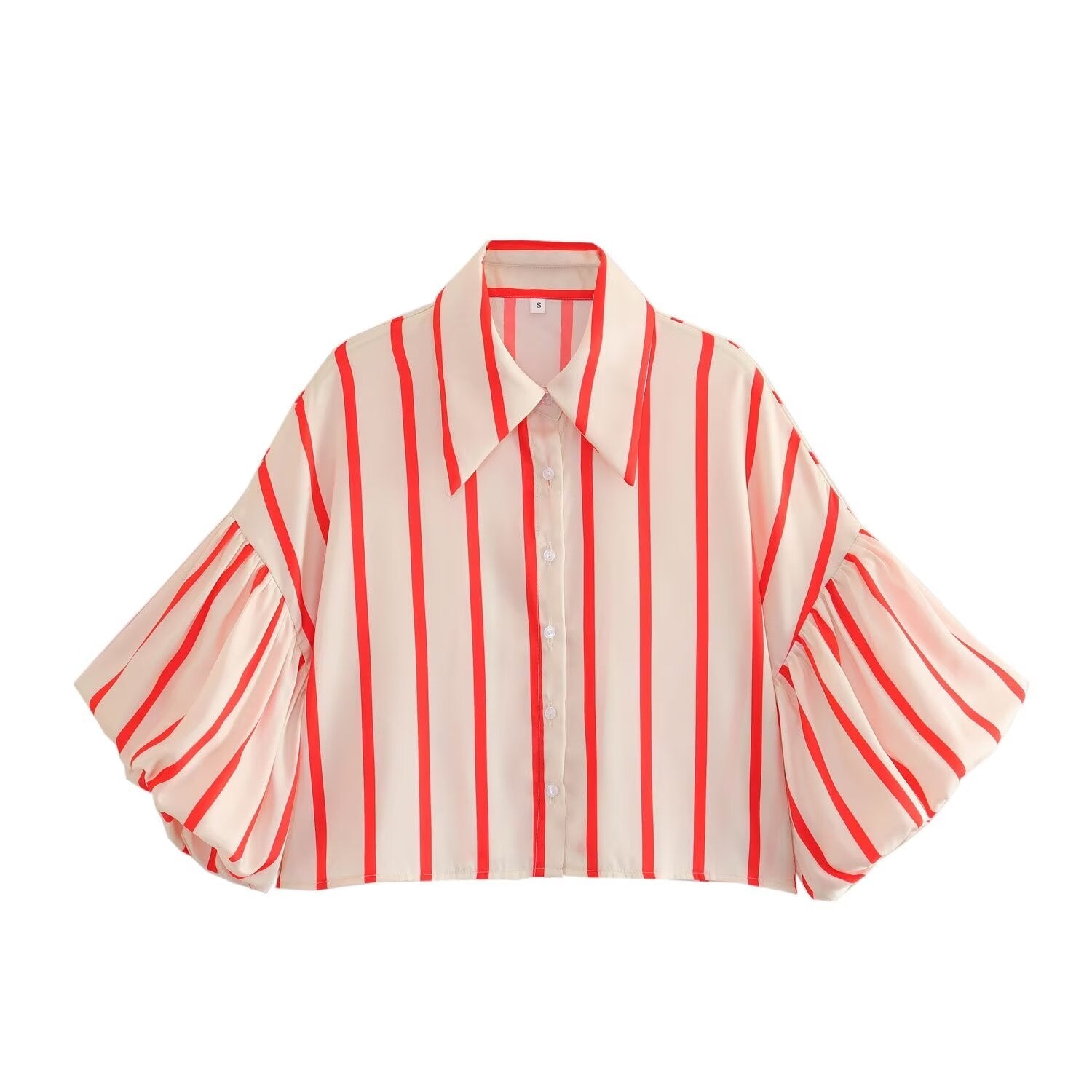 2026 Women's loose bubble sleeve printed shirt