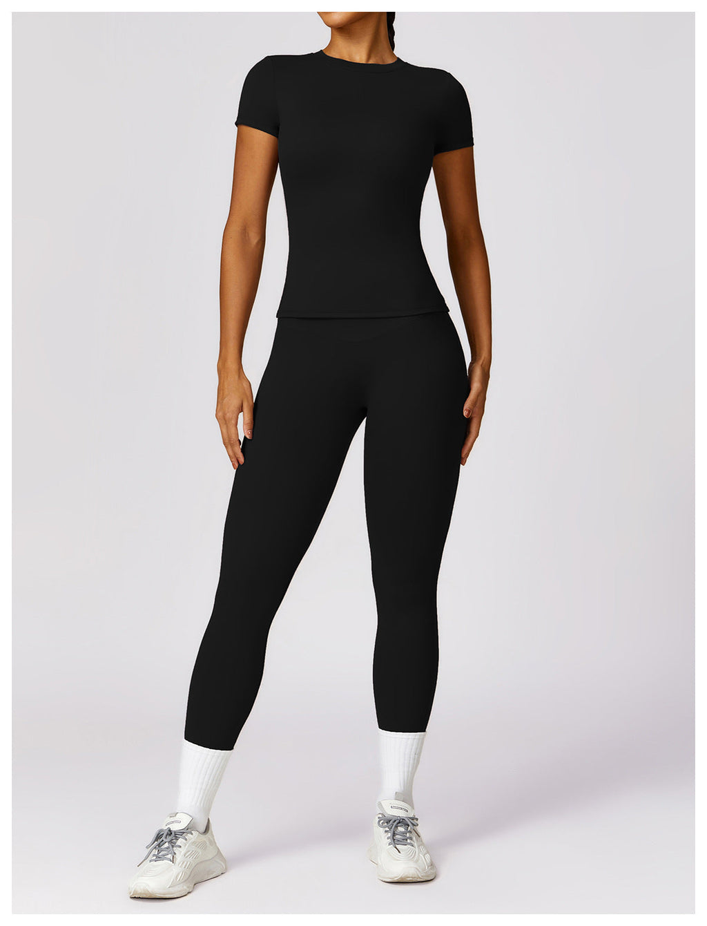 Women's Suit New Fashion Outdoor Running Short-sleeved Fitness Jacket High Waist Hip Quick-drying Yoga Pants.