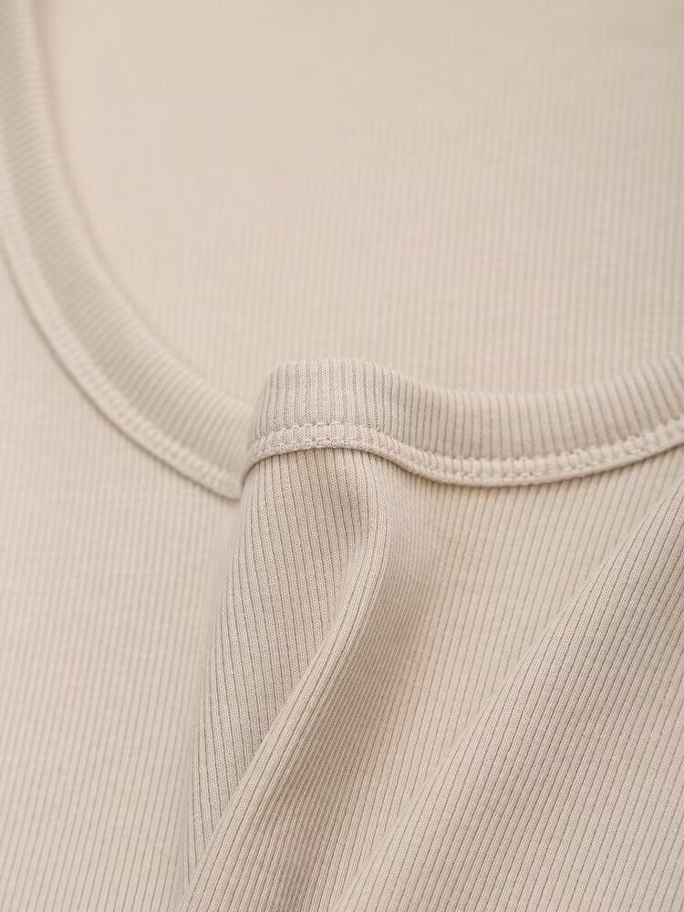 suit Women's 2 pieces slim O Neck ribbed T-shirt+Jogging pants