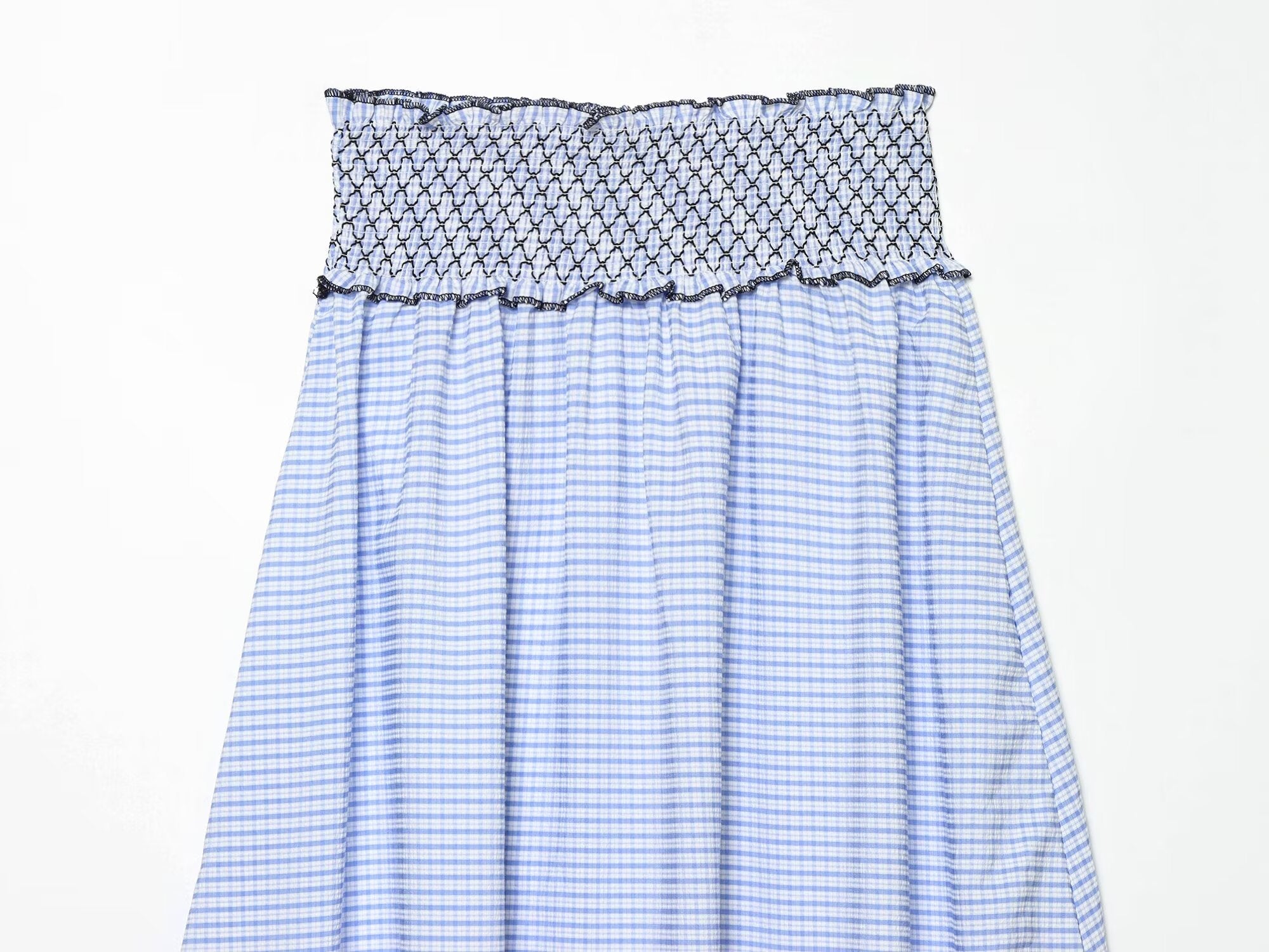 suit Women's 2 pieces embroidered checkered MIDI skirt + tops