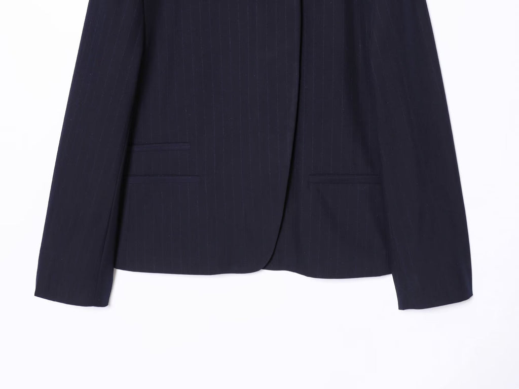 Women's high neck slim striped Blazer Coat+Pants