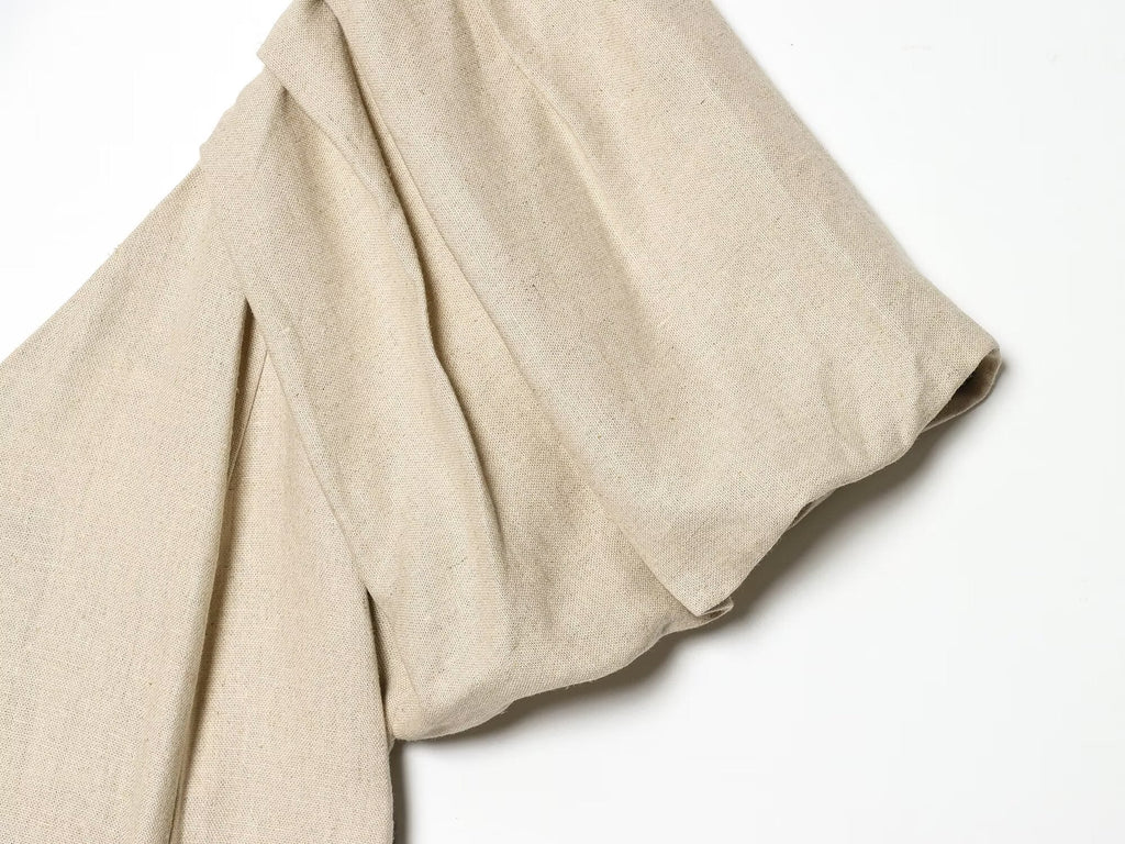 Women's Bubble sleeve Linen Blend Midi Dress