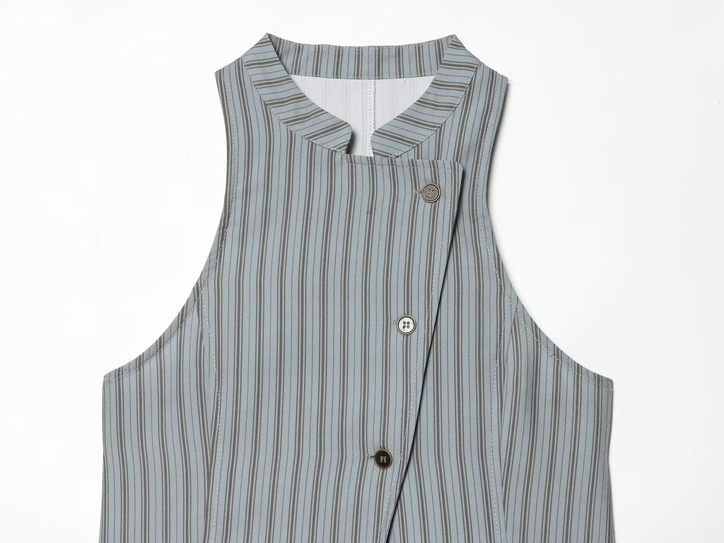 suit Women's 2 pieces sleeveless striped vest+Pants