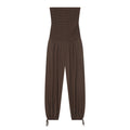 Women's straight neck off shoulder pleated jumpsuit