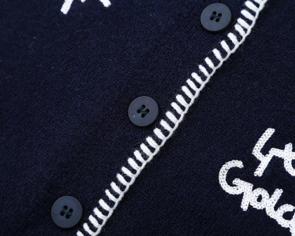 Women's soft texture contrasting pattern knitted cardigan