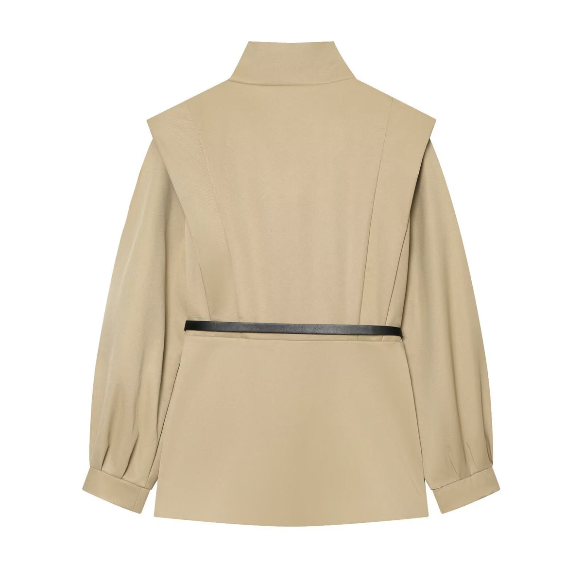 Women's With Belt slim stand collar windbreaker Coat