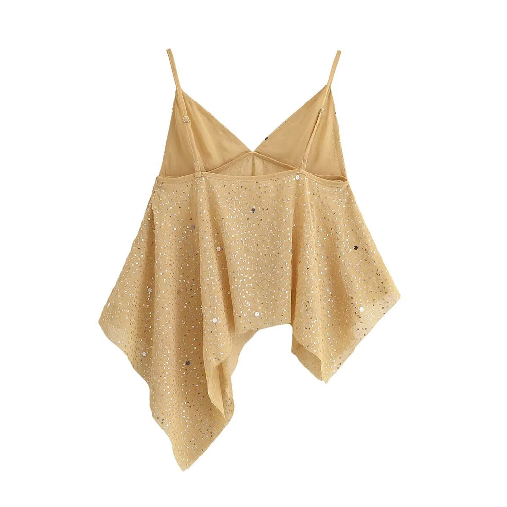 Women's beaded decorative suspender top