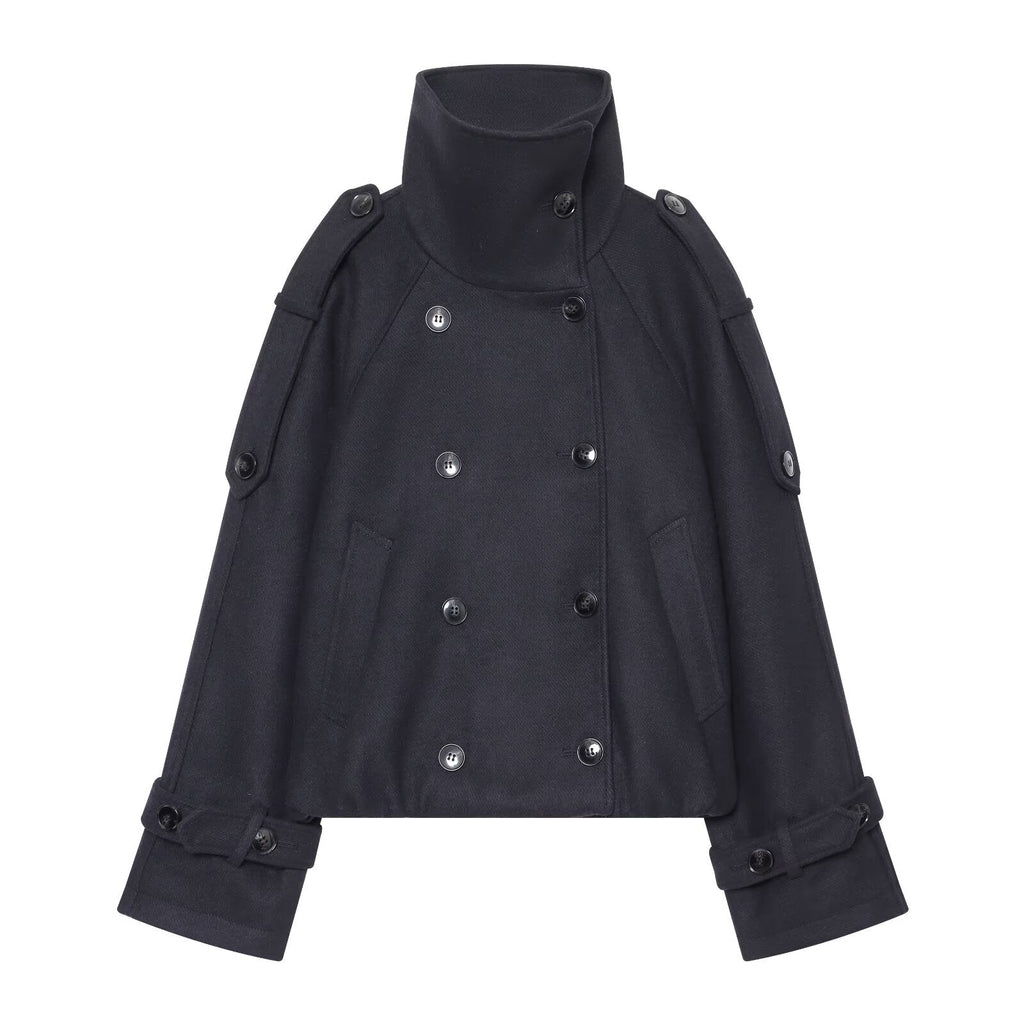 Women's thick double breasted chimney collar Coat