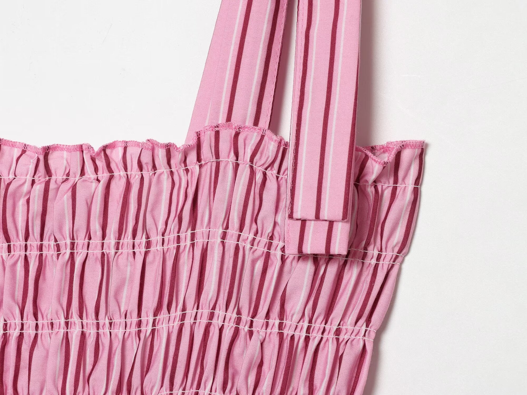 Women's bow wide shoulder strap striped dress