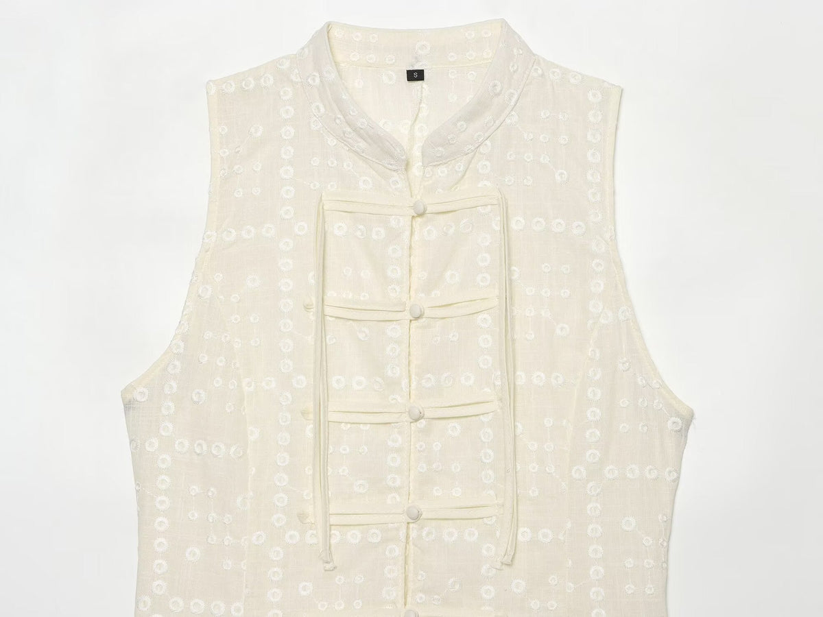 Women's slim Hollow Embroidered Top
