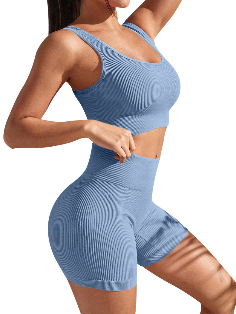 Women's New Seamless Yoga Sports Jacket Quick-drying Moisture Absorption High Waist Hip Yoga Pants Suit