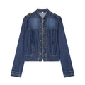 Women's long sleeved O Neck denim jacket