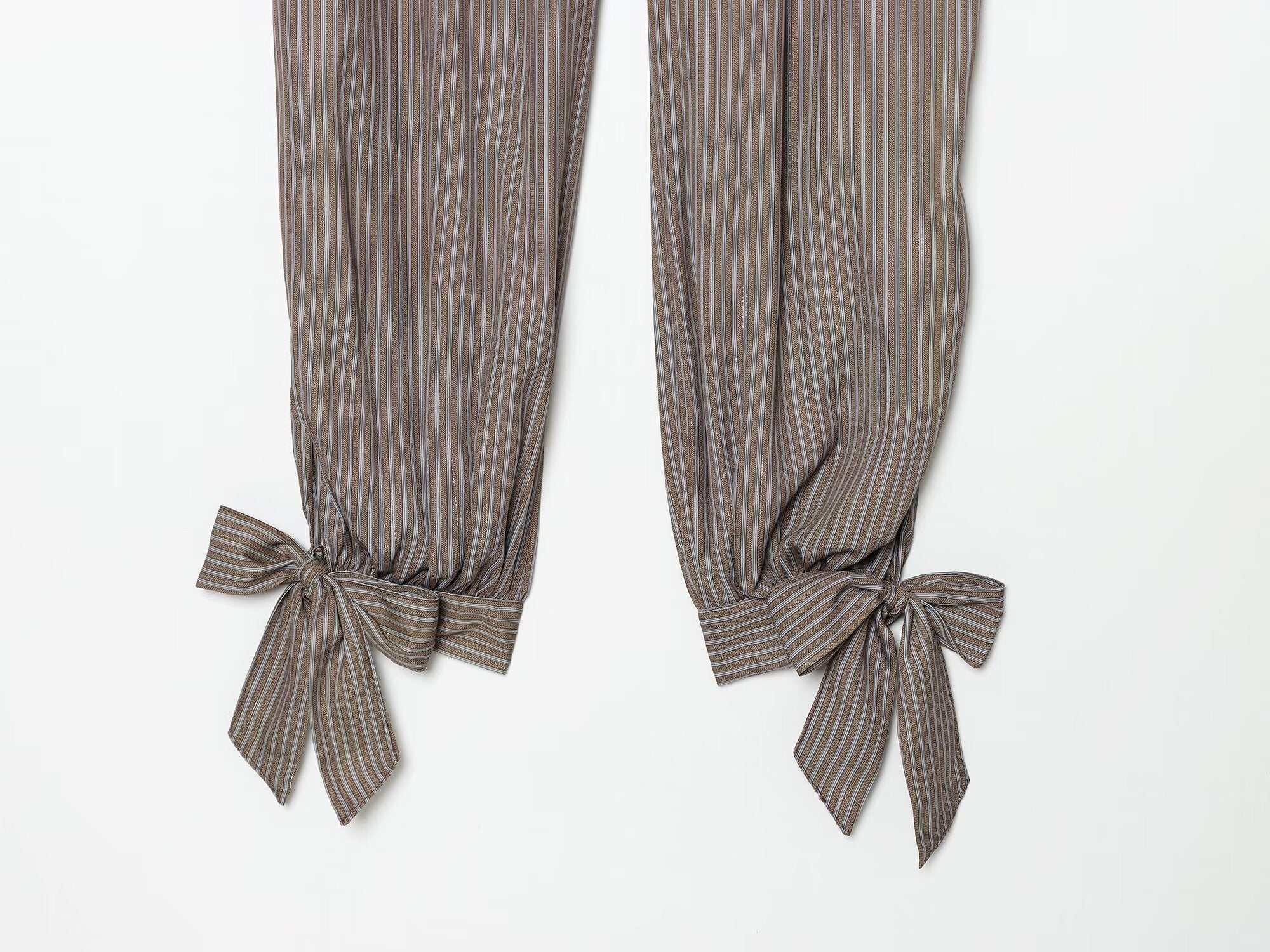 Women's bow decoration linen blended lantern pants