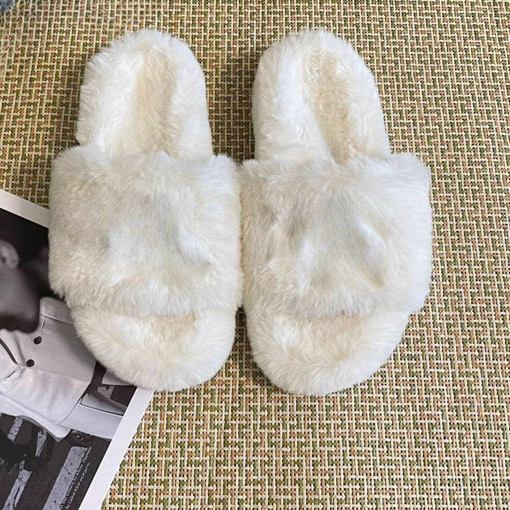 Women's new diamond-studded fur slippers