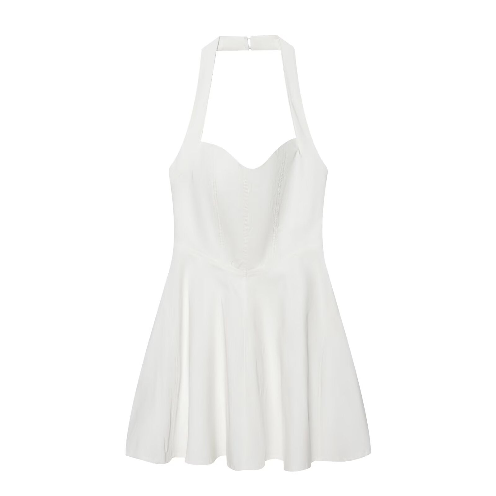 Women's sleeveless hanging neck wide hem dress
